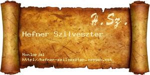Hefner Szilveszter névjegykártya
